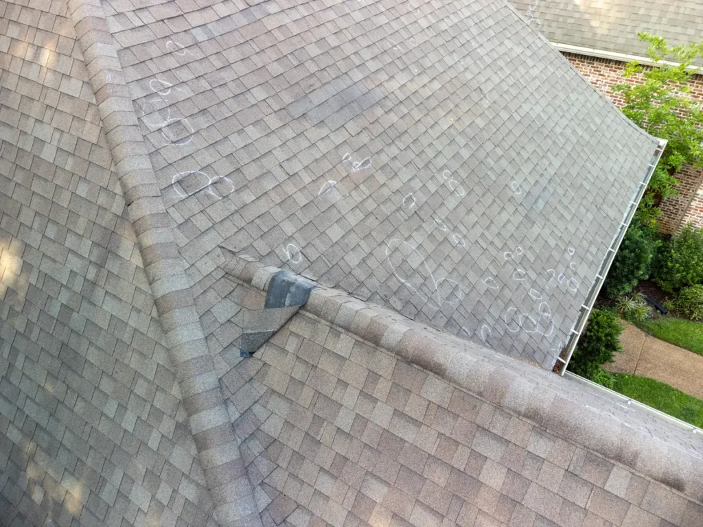 a roof with hail damage