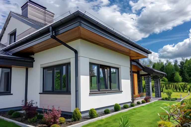 modern house with roof new gutters