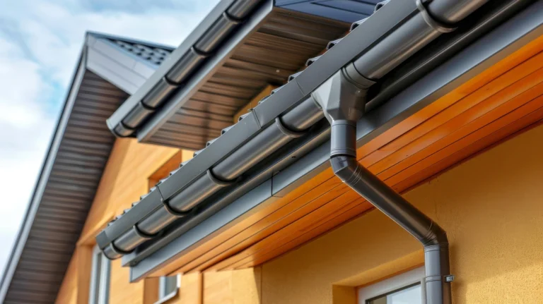 close up to house new gutters