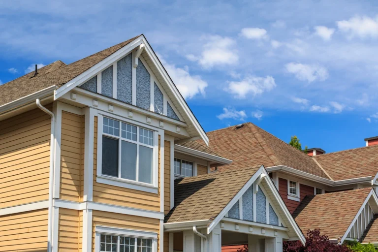 houses with new installed shingle roof