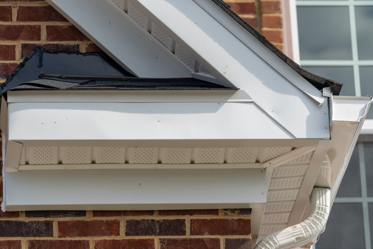 Drip edge flashing on brick house